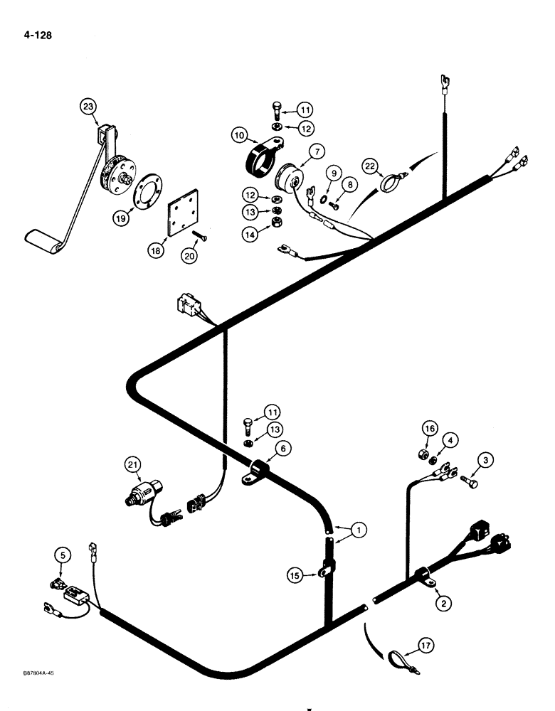 Схема запчастей Case 1818 - (4-128) - REAR HARNESS, GASOLINE MODELS (04) - ELECTRICAL SYSTEMS