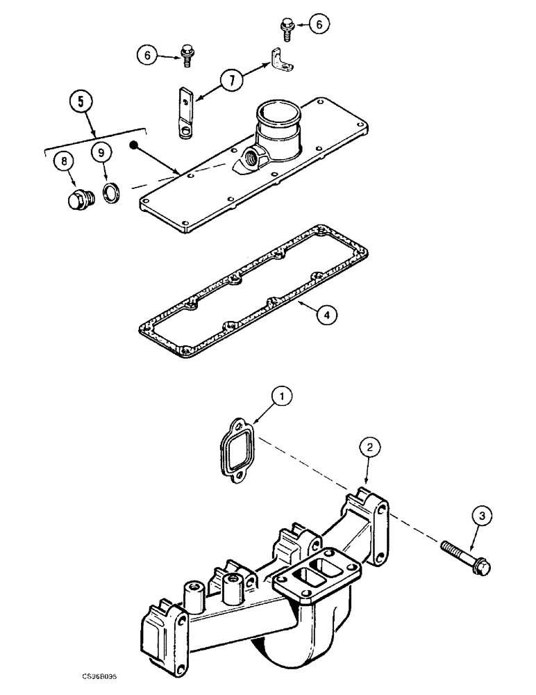 Схема запчастей Case 688BCK - (2-22) - INTAKE AND EXHAUST PIPES, 688B CK (120301-) (01) - ENGINE