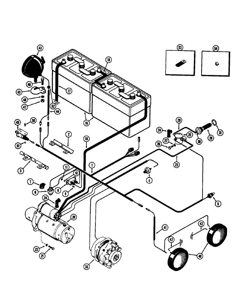 Схема запчастей Case 480CK - (060) - ELECTRICAL EQUIPMENT AND WIRING, (188) DIESEL ENGINE, USED W/ ALTERNATOR, 1ST USED TRAC. S/N 8656686 