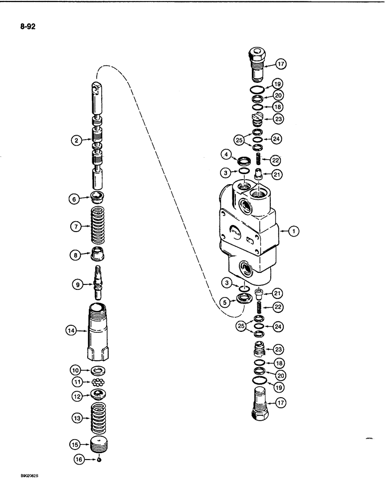 Схема запчастей Case 580SL - (8-092) - LOADER CONTROL VALVE, LIFT SECTION, WITH MANUAL DETENT (08) - HYDRAULICS