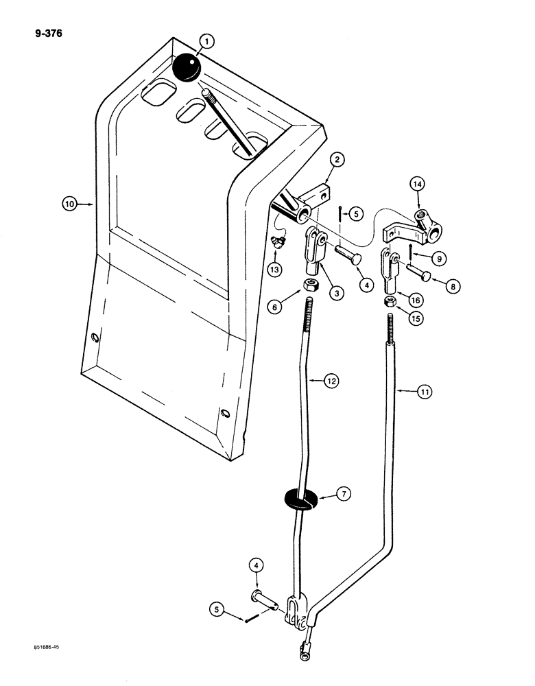 Схема запчастей Case 780C - (9-376) - BACKHOE EXTENDABLE DIPPER CONTROL, FOOT SWING MODELS (09) - CHASSIS/ATTACHMENTS