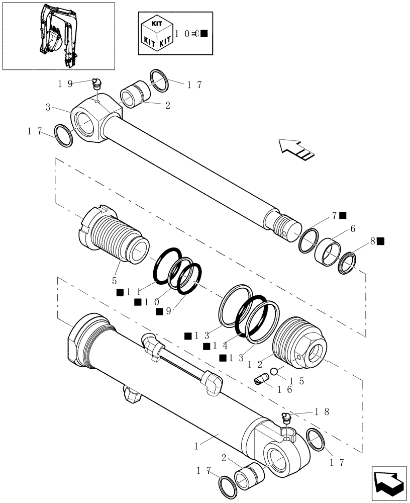 Схема запчастей Case CX16B - (3.051[03]) - CYLINDER DOZER - COMPONENTS (86) - DOZER