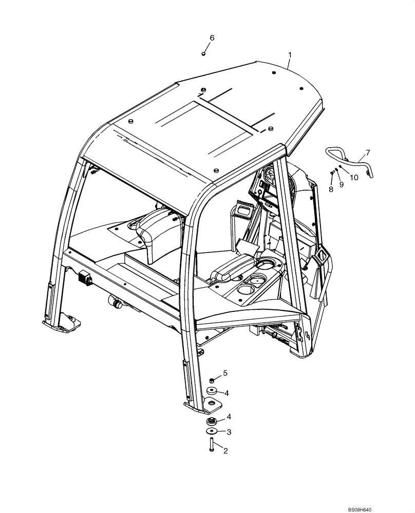 Схема запчастей Case 650L - (90.150.04) - CANOPY, ROPS - FRAME, MOUNTING AND GRAB HANDLES (90) - PLATFORM, CAB, BODYWORK AND DECALS