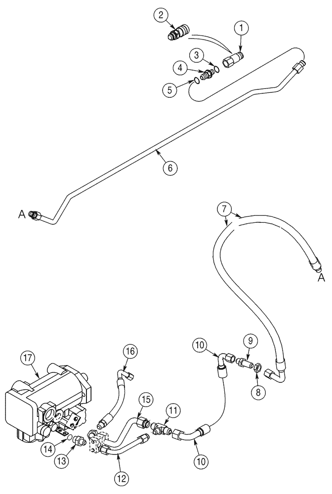 Схема запчастей Case 90XT - (08-37) - HYDRAULICS, ATTACHMENT HIGH FLOW, PISTON, DRAIN LINES FROM COUPLING (08) - HYDRAULICS