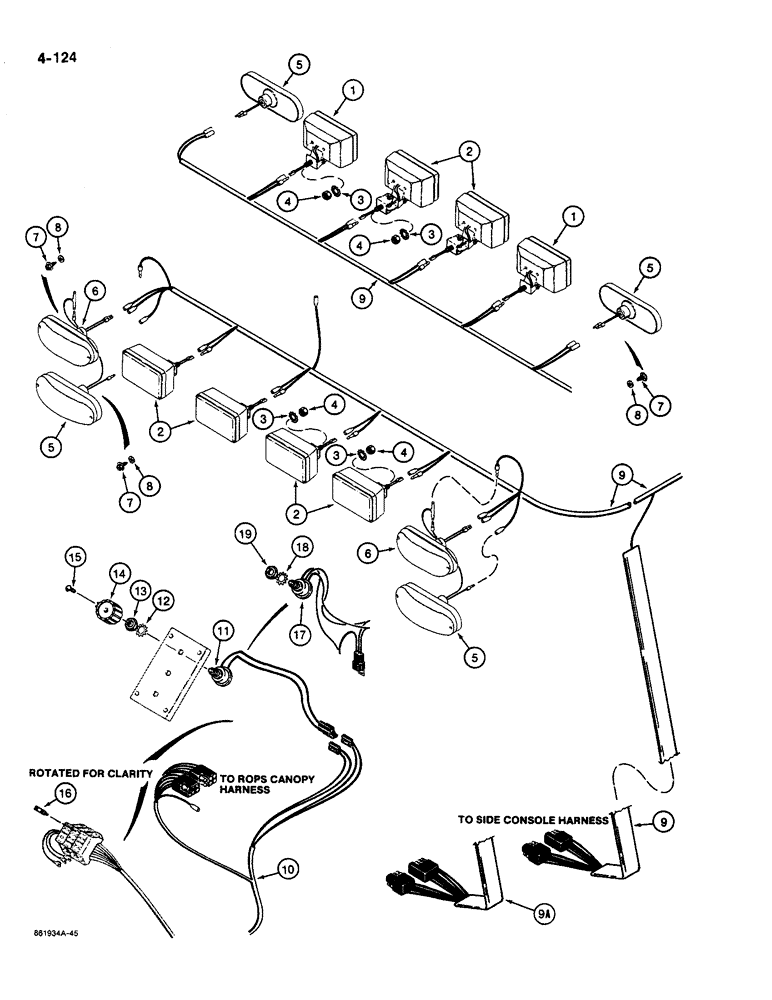 Схема запчастей Case 580K - (04-124) - TRACTOR LAMP ELECTRICAL CIRCUIT, WITH CANOPY (04) - ELECTRICAL SYSTEMS