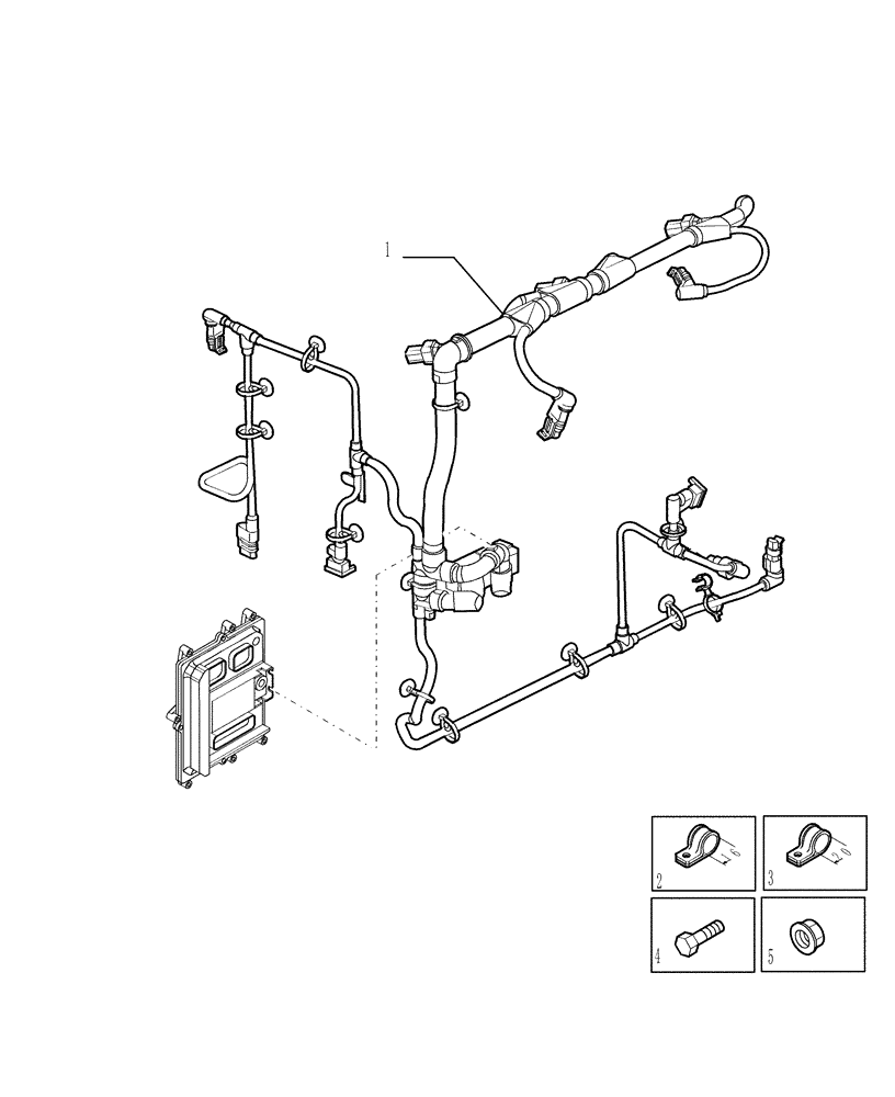 Схема запчастей Case 1850K - (0.831[01]) - ENGINE WIRE HARNESS MOUNTING (01) - ENGINE