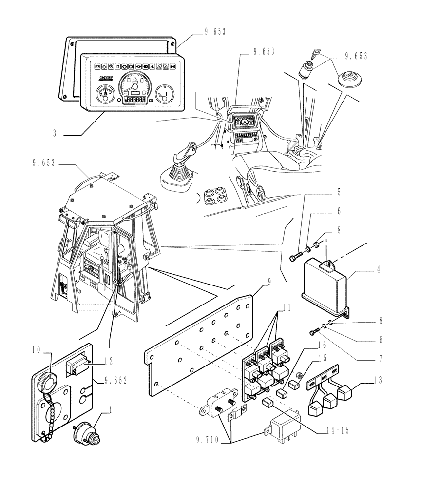 Схема запчастей Case 1850K - (6.712[01]) - ELECTRIC COMPONENTS - DASHBOARD Electrical System / Decals