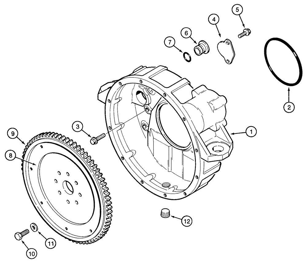 Схема запчастей Case 90XT - (02-30) - FLYWHEEL AND HOUSING NORTH AMERICA/EUROPE - JAF0245224, 4T-390 ENGINE (02) - ENGINE