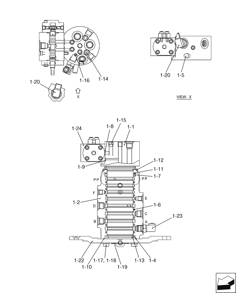 Схема запчастей Case CX17B - (02-003[02]) - JOINT INSTAL, SWIVEL (35) - HYDRAULIC SYSTEMS