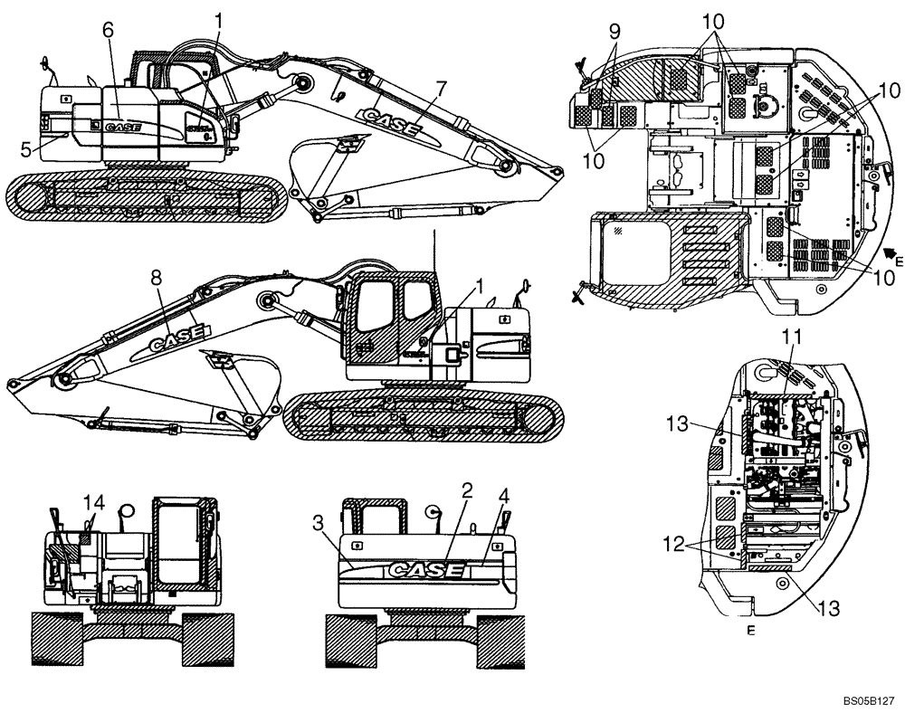 Схема запчастей Case CX225SR - (09-46) - DECALS (09) - CHASSIS