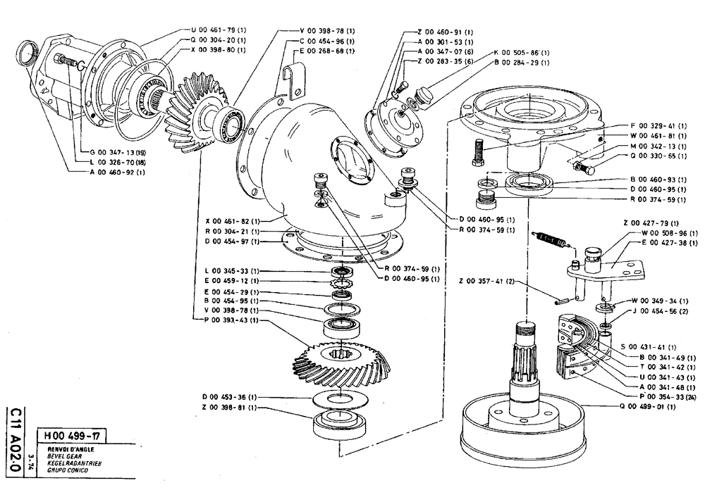 Схема запчастей Case TY45 - (C11 A02.0) - BEVEL GEAR (03) - TRANSMISSION