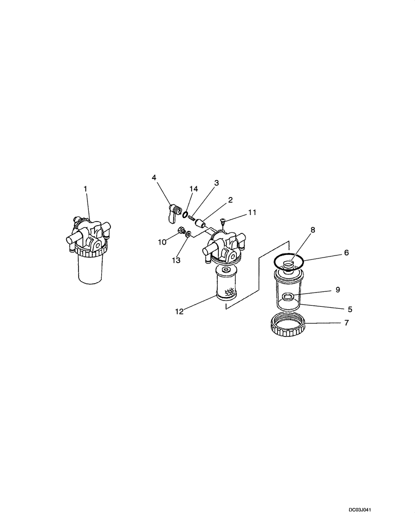 Схема запчастей Case CX47 - (03-03[00]) - WATER SEPARATOR ASSY (03) - FUEL SYSTEM