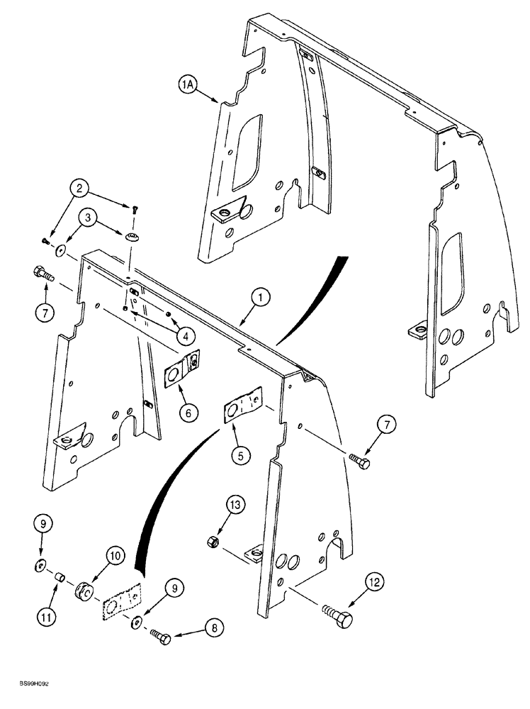 Схема запчастей Case 580SL - (9-082) - RADIATOR WRAPPER (09) - CHASSIS/ATTACHMENTS