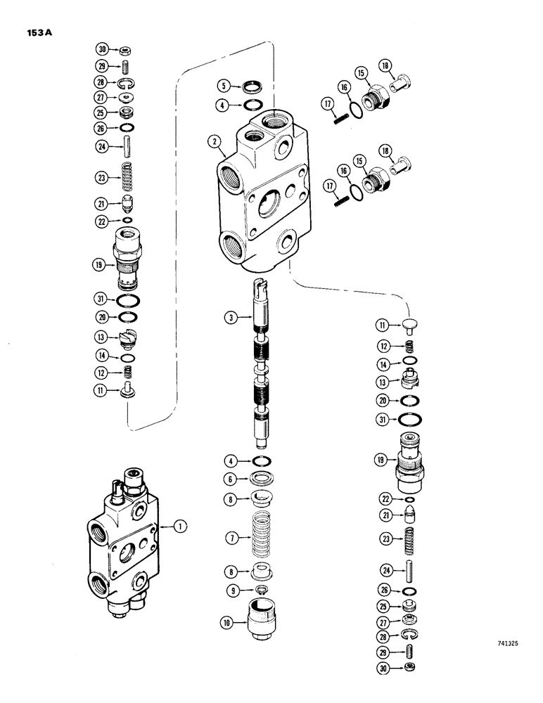 Схема запчастей Case 26S - (153A) - G34899 SWING SECTION, G34898 BACKHOE VALVE ONLY 