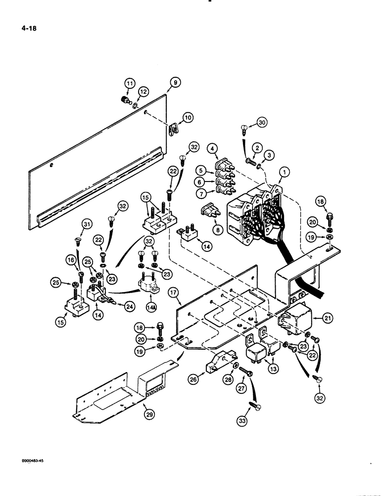 Схема запчастей Case 621 - (4-18) - CAB HARNESS, OPERATORS COMPARTMENT, POWER DISTRIBUTION CENTER (04) - ELECTRICAL SYSTEMS