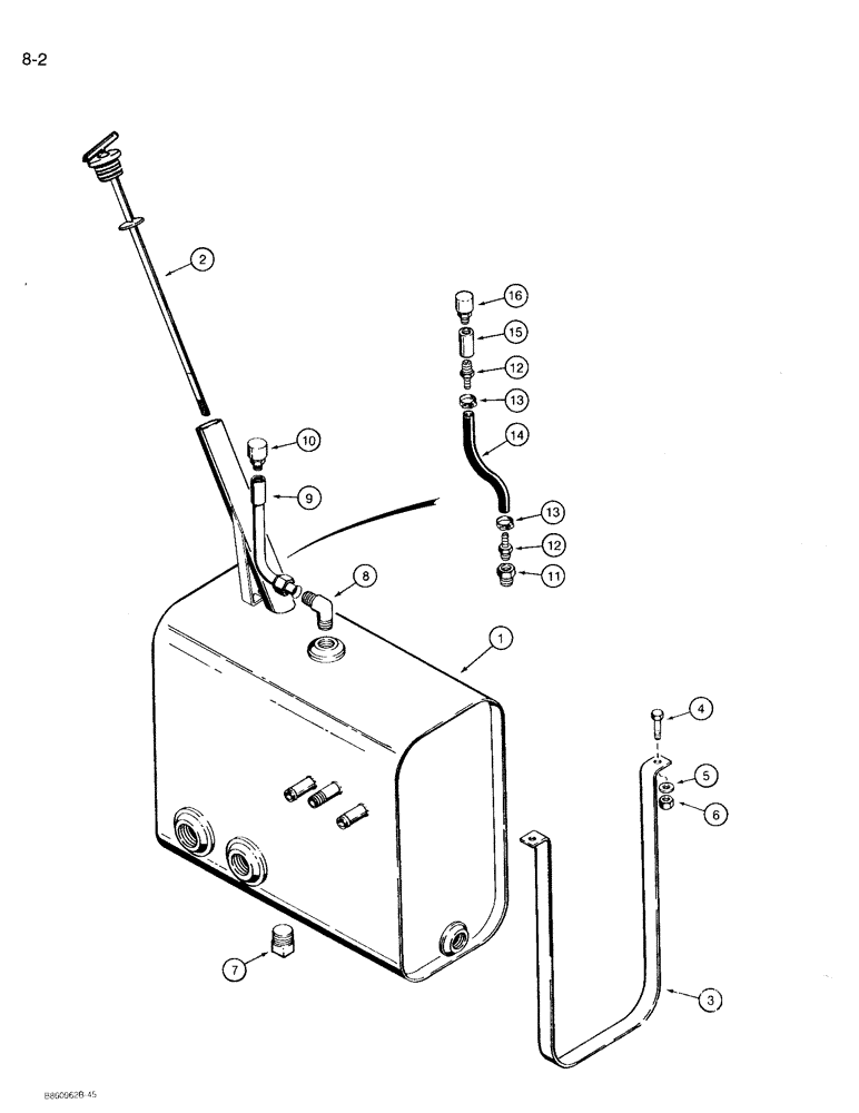 Схема запчастей Case 360 - (8-02) - HYDRAULIC OIL RESERVOIR AND MOUNTING (08) - HYDRAULICS