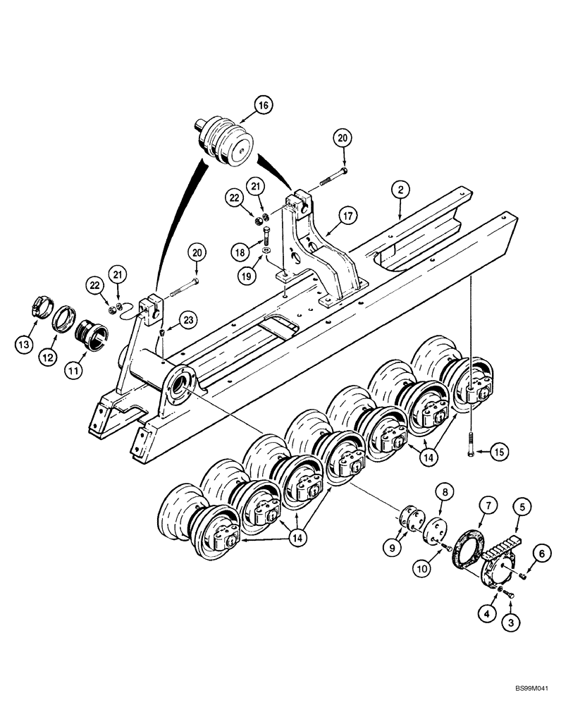 Схема запчастей Case 1150H_IND - (05-01) - FRAME, TRACK - ROLLER (11) - TRACKS/STEERING