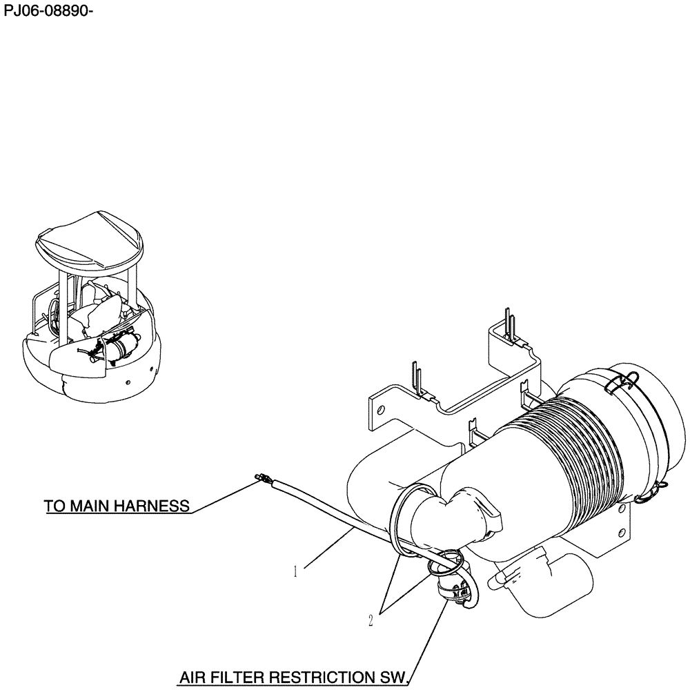 Схема запчастей Case CX50B - (316-17[1]) - HARNESS ASSY CLEANER AIR (55) - ELECTRICAL SYSTEMS