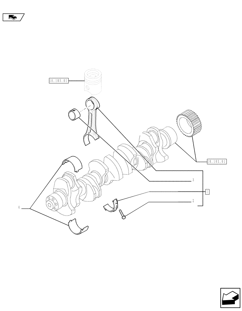 Схема запчастей Case F2CFE614A A013 - (10.105.02) - CONNECTING ROD (504254664) (01) - ENGINE