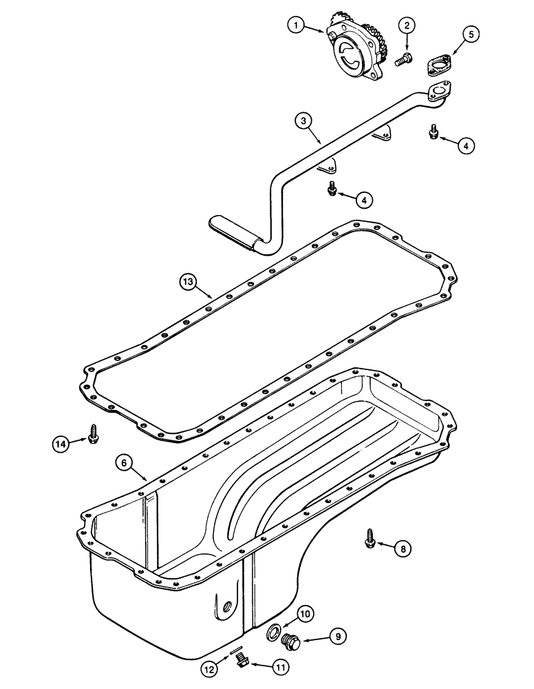 Схема запчастей Case 845 - (02-34[01]) - LUBRICATING OIL PUMP AND PAN (02) - ENGINE