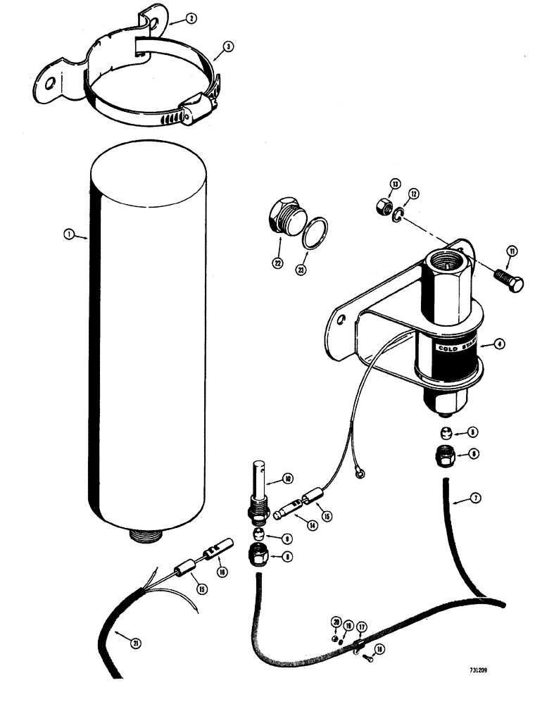 Схема запчастей Case W20 - (084) - COLD STARTING SYSTEM MODELS WITH BAND CLAMPED CYLINDERS, BEFORE TRACTOR S.N. 9115403 (04) - ELECTRICAL SYSTEMS