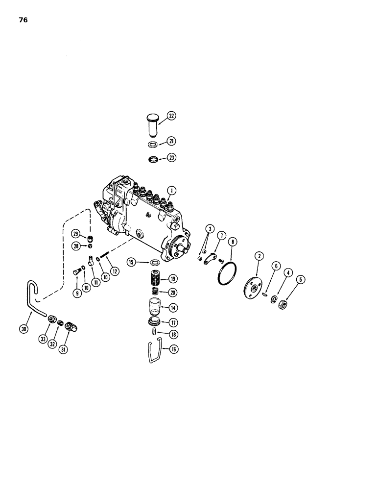 Схема запчастей Case 1150B - (076) - A65135 INJECTION PUMP, W/ LUBRICATION LINE ON INSIDE OF PUMP (02) - FUEL SYSTEM