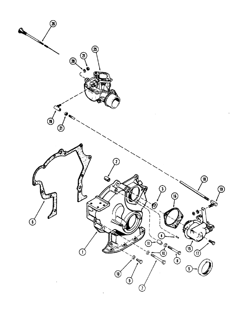 Схема запчастей Case W7E - (050) - TIMING GEAR COVER & GOVERNOR LINKAGE, (301B) SPARK IGNITION ENG. (02) - ENGINE