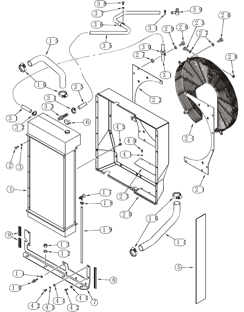 Схема запчастей Case 921C - (02-01) - RADIATOR MOUNTING - FAN SHROUD (02) - ENGINE