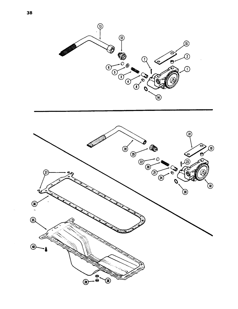 Схема запчастей Case 1450 - (038) - OIL PUMP, 504BDT DIESEL ENGINE, 1ST USED ENG. SER. NO. 2585351 (02) - ENGINE