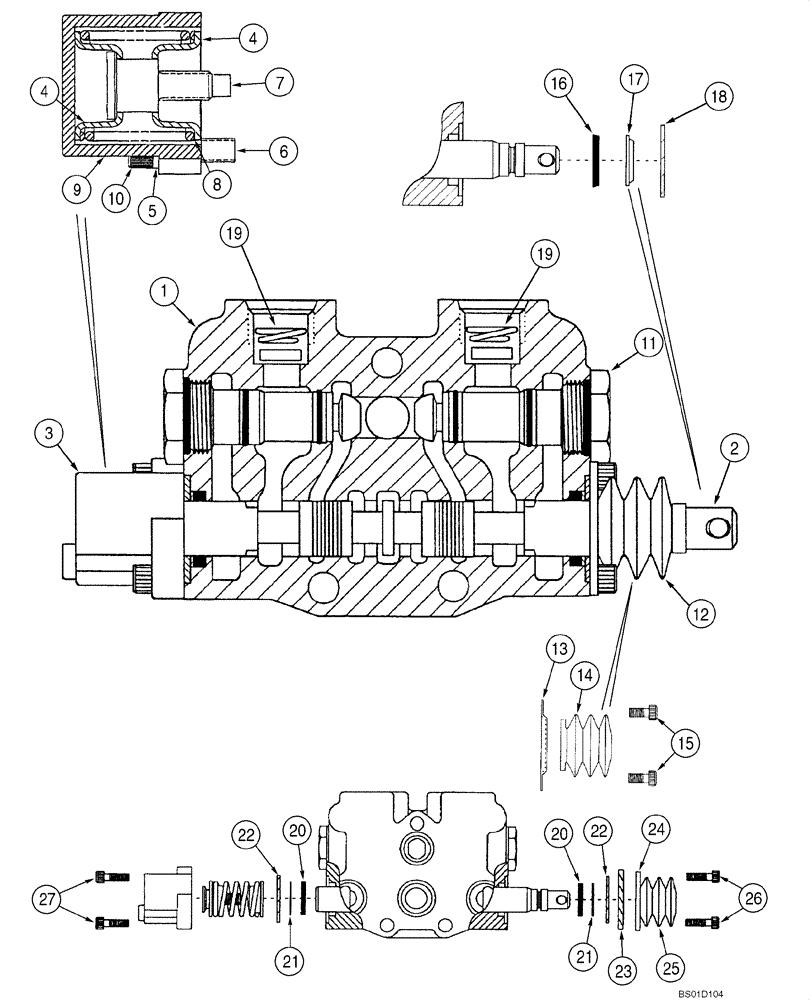 Схема запчастей Case 586G - (08-20) - VALVE SECTION - SIDE SHIFT AND AUXILIARY (08) - HYDRAULICS