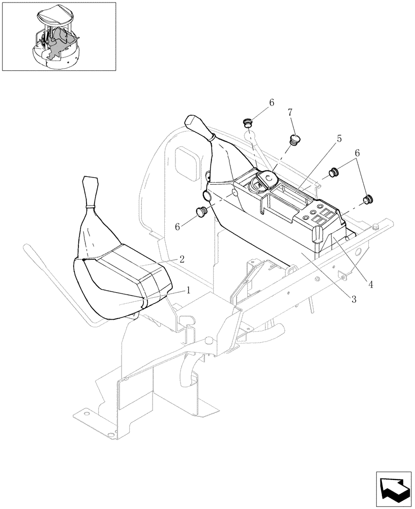 Схема запчастей Case CX27B - (1.070[12]) - CONTROL OPERATORS - COVER ASSY (01) - Section 1