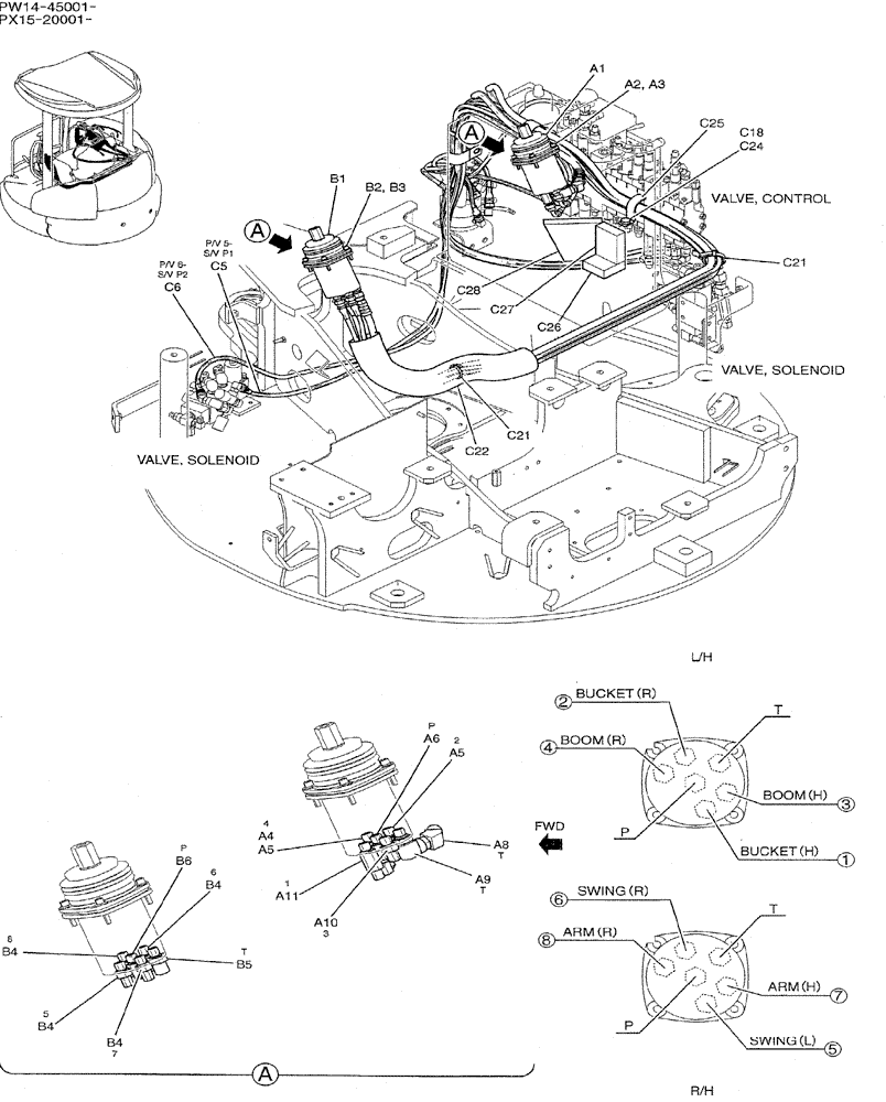 Схема запчастей Case CX31B - (01-032) - CONTROL LINES, REMOTE (NIBBLER & BREAKER) (35) - HYDRAULIC SYSTEMS