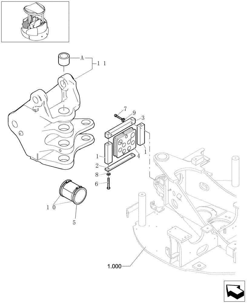 Схема запчастей Case CX22B - (2.006[01A]) - SWING BRACKET SUPPORT (84) - BOOMS, DIPPERS & BUCKETS