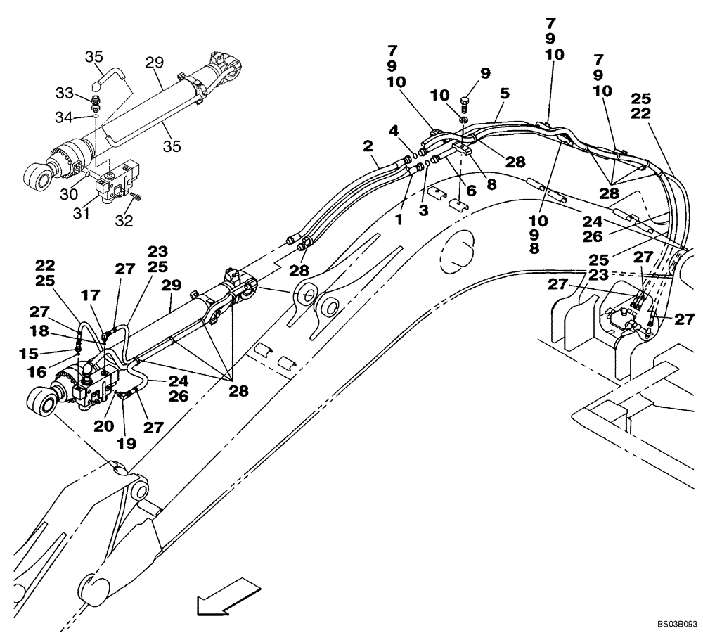 Схема запчастей Case CX240 - (08-12A) - HYDRAULICS - ARM CYLINDER, MODELS WITH LOAD HOLD (Nov 3 2009 8:16AM) (08) - HYDRAULICS