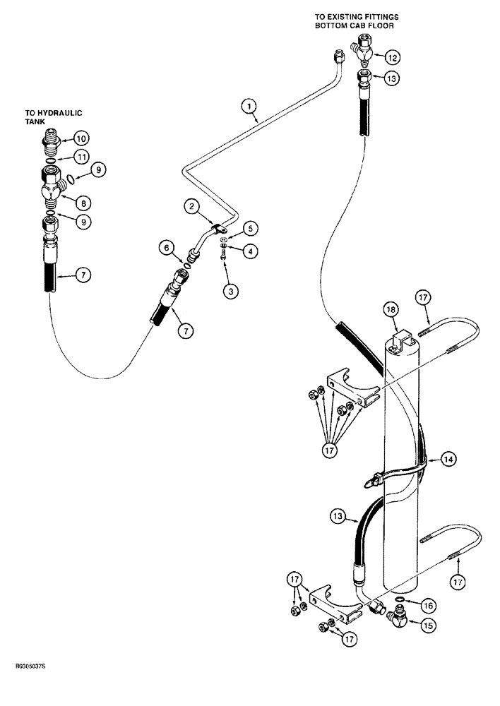 Схема запчастей Case 921 - (8-076) - REMOTE LOADER CONTROL CIR., RETURN TO HYD. RES. & SUPPLY TO ACCUMULATOR, PRIOR TO P.I.N. JAK0026022 (08) - HYDRAULICS