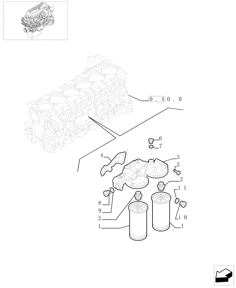 Схема запчастей Case F3AE0684G B004 - (0.30.2[01]) - FILTER ENGINE OIL (504091888 - 504069738) 