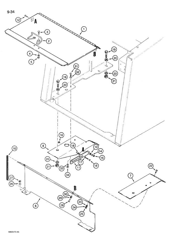 Схема запчастей Case 721 - (9-034) - BATTERY COMPARTMENT COVERS, P.I.N. JAK0022432 AND AFTER (09) - CHASSIS/ATTACHMENTS