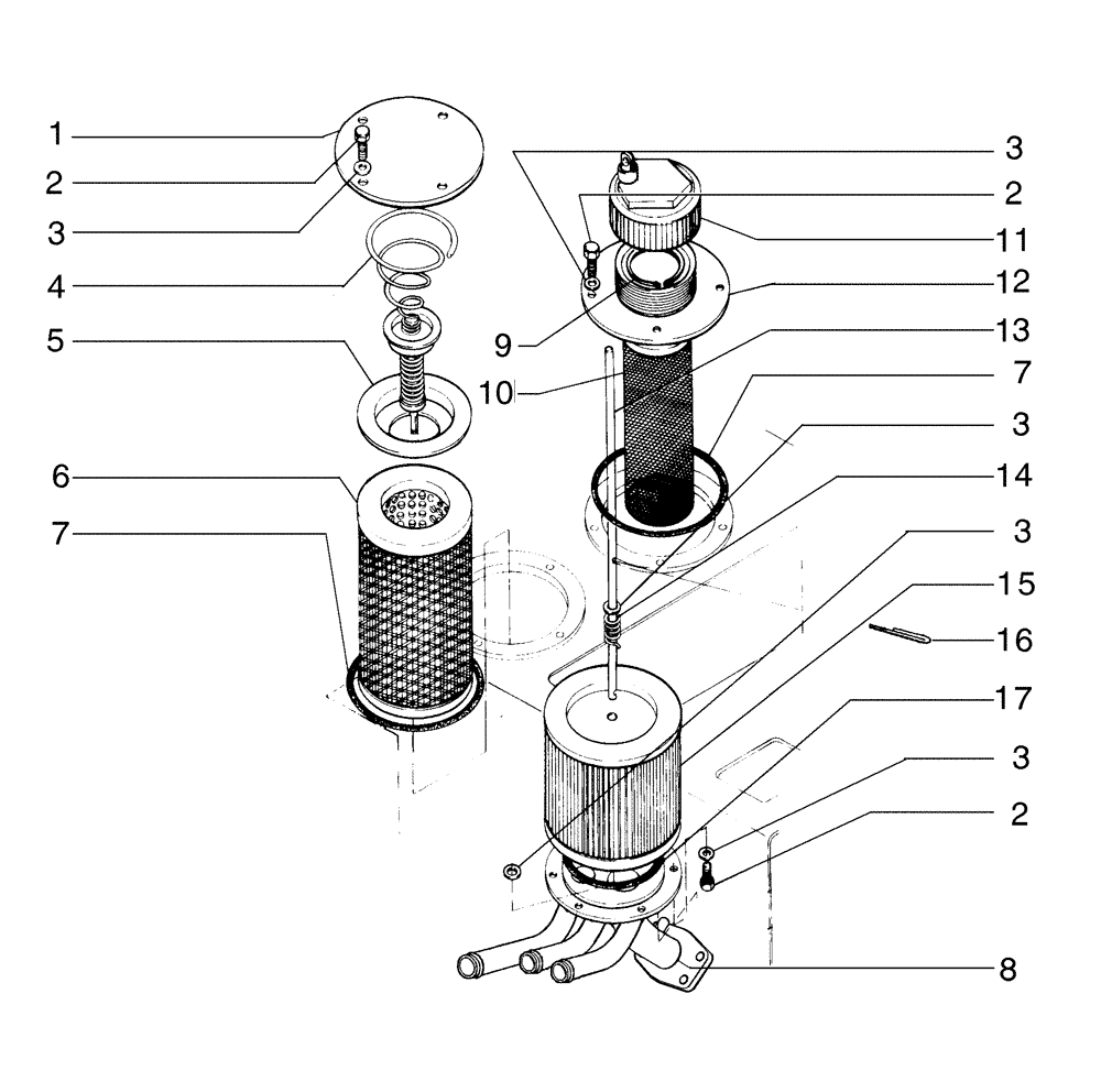 Схема запчастей Case 845B - (08-02[01]) - HYDRAULIC TANK, FILTERS (08) - HYDRAULICS