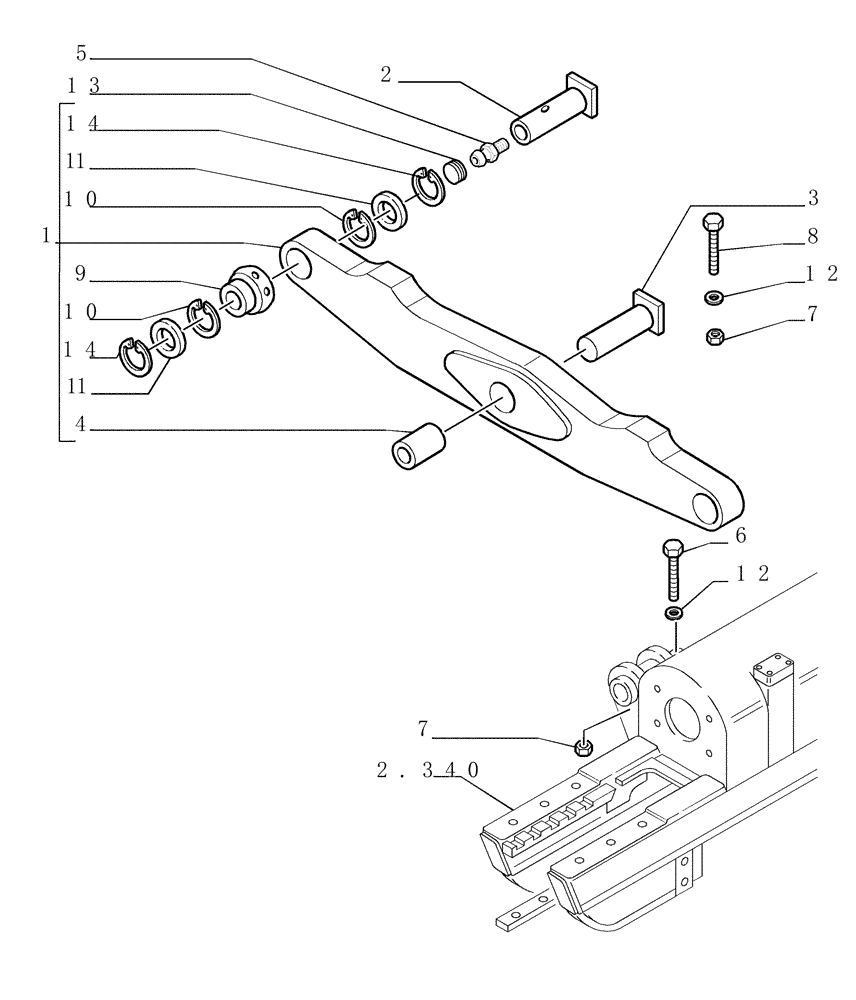 Схема запчастей Case 1850K - (2.345[01A]) - SUSPENSION LGP - VERSION (03) (04) - UNDERCARRIAGE