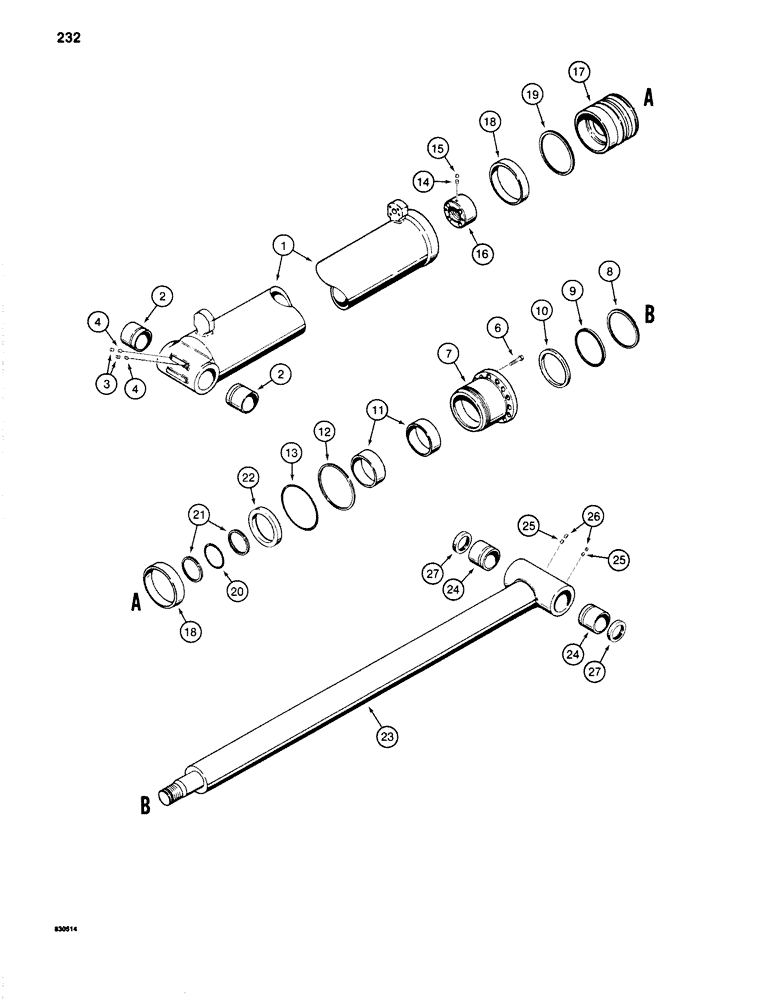 Схема запчастей Case 1280 - (232) - HOIST CYLINDER (07) - HYDRAULIC SYSTEM