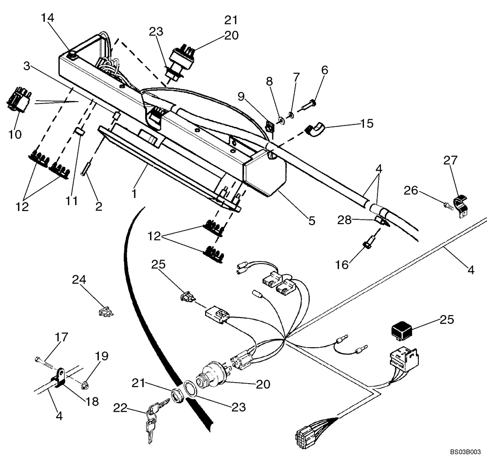 Схема запчастей Case 1840 - (04-05A) - FRONT HARNESS - INSTRUMENT CLUSTER, JAF0286785 - (04) - ELECTRICAL SYSTEMS