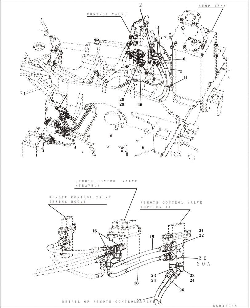 Схема запчастей Case CX80 - (08-55) - HYDRAULICS, AUXILIARY - DOUBLE ACTING CIRCUIT (08) - HYDRAULICS