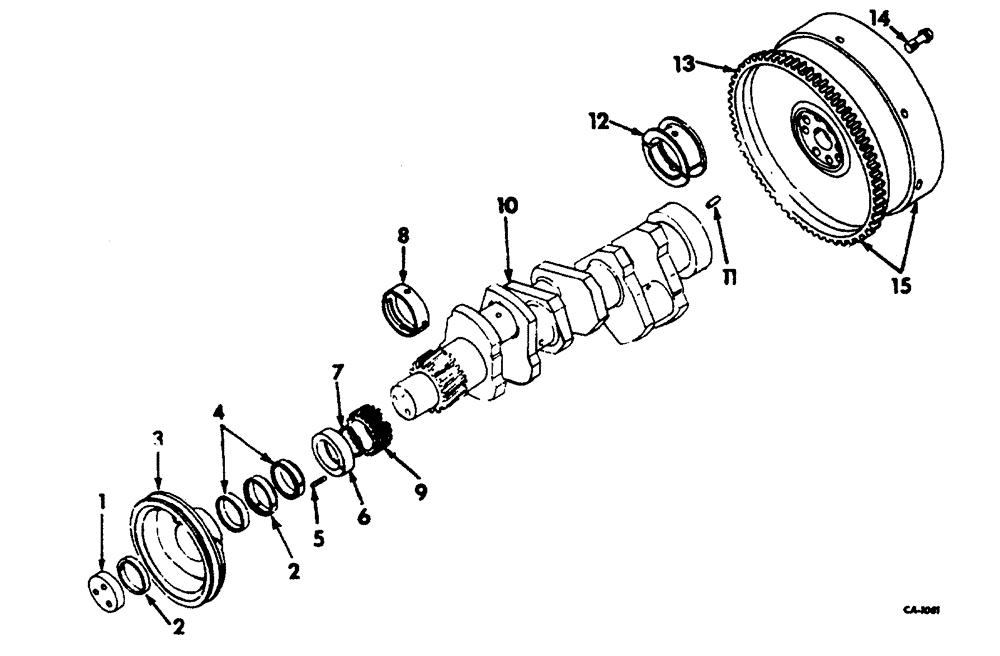 Схема запчастей Case 3400 - (114) - CRANKSHAFT, FLYWHEEL AND BEARINGS (10) - ENGINE