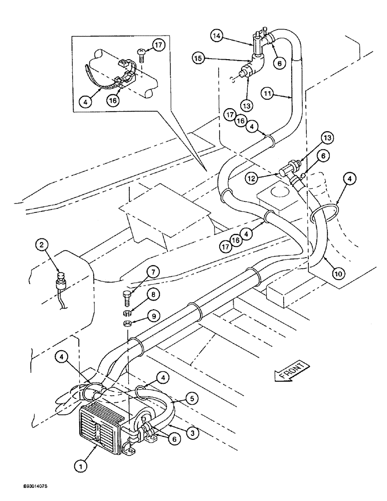 Схема запчастей Case 9010 - (9-34) - HEATER AND HOSES (09) - CHASSIS