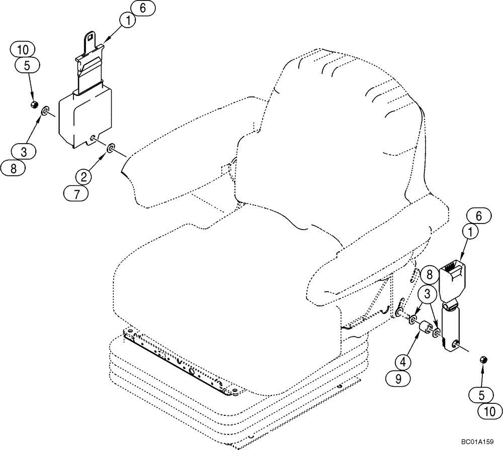 Схема запчастей Case 521D - (09-29) - SEAT - SEAT BELTS (09) - CHASSIS