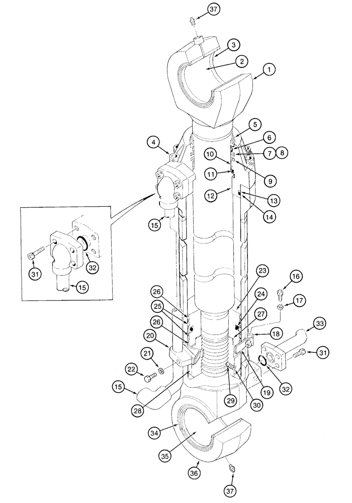 Схема запчастей Case 9020 - (8-098) - BUCKET CYLINDER (08) - HYDRAULICS