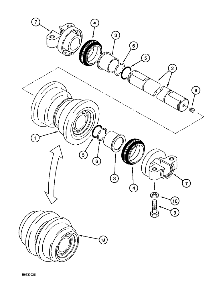 Схема запчастей Case 9060B - (5-12) - TRACK ROLLERS, MANUFACTURED BY INTERTRAC (11) - TRACKS/STEERING