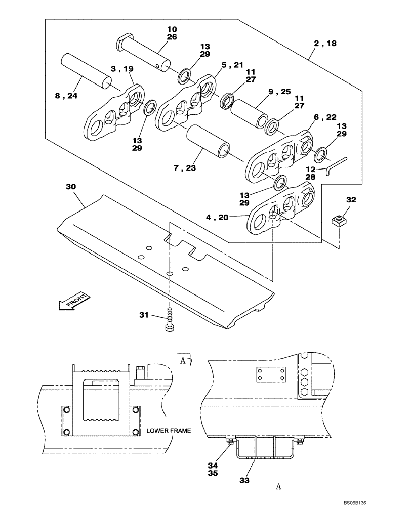 Схема запчастей Case CX700 - (05-007-00[01]) - TRACK - FOOTSTEP - 750 MM (11) - TRACKS/STEERING