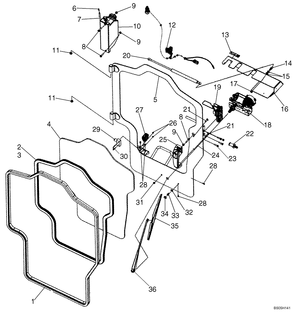 Схема запчастей Case 440CT - (09-25B) - CAB DOOR - WIPER (09) - CHASSIS