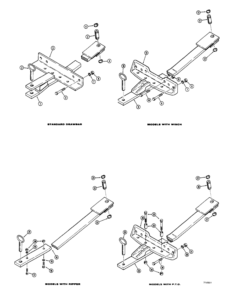 Схема запчастей Case 350 - (396) - DRAWBARS, USED TRACTOR SN 3050472 AND AFTER/OR SERVICE REPLACEMENT (05) - UPPERSTRUCTURE CHASSIS